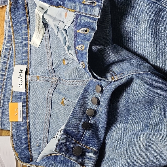 DU/ER Women's Jeans Midweight Denim Wide Leg High Rise Button Fly - Picture 8 of 9